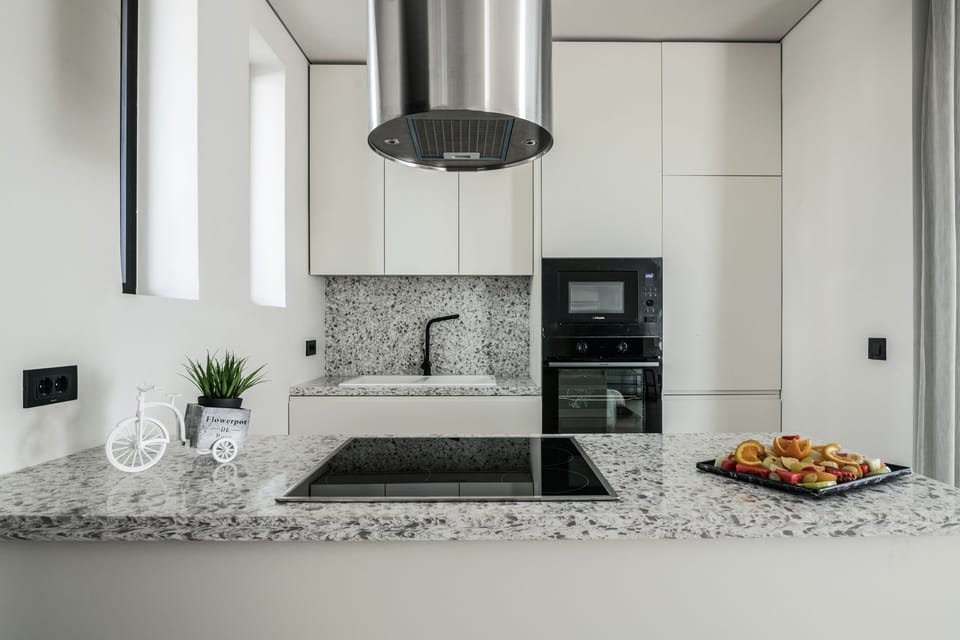 A fully equipped kitchen for culinary creations. 