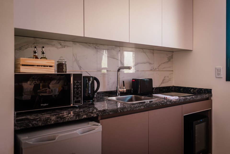 Exclusive Apartment | Private kitchen | Microwave, toaster, griddle, cookware/dishes/utensils