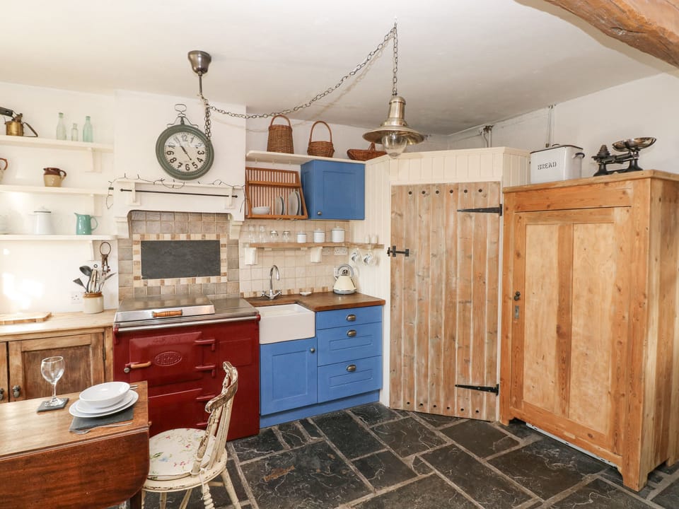 Fridge, electric kettle, toaster, cookware/dishes/utensils