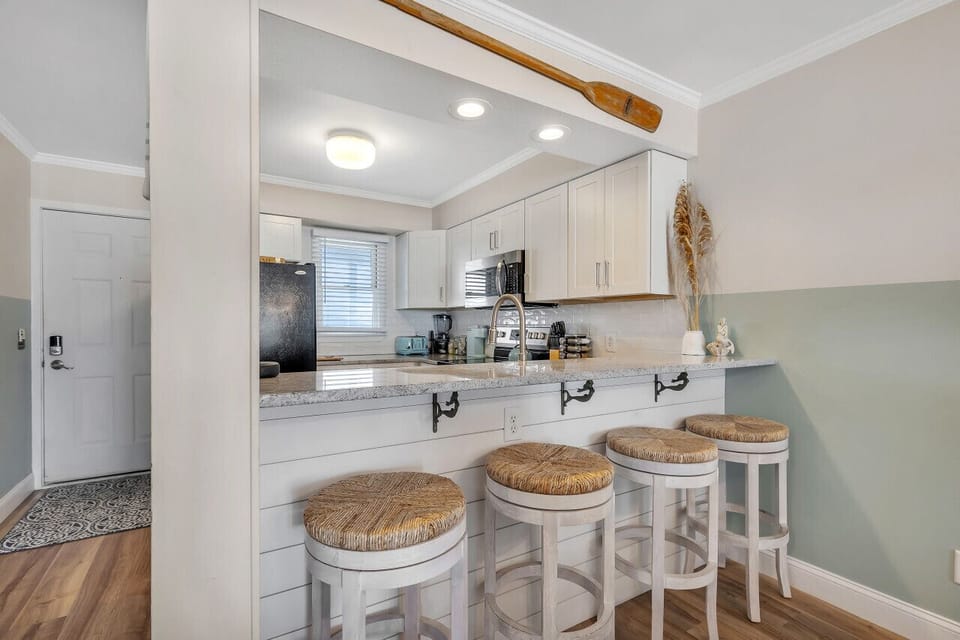Kitchen overlooking living room