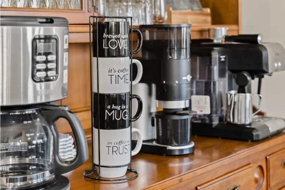 Grab your cup, no fuss – our coffee station is all about easy sips
