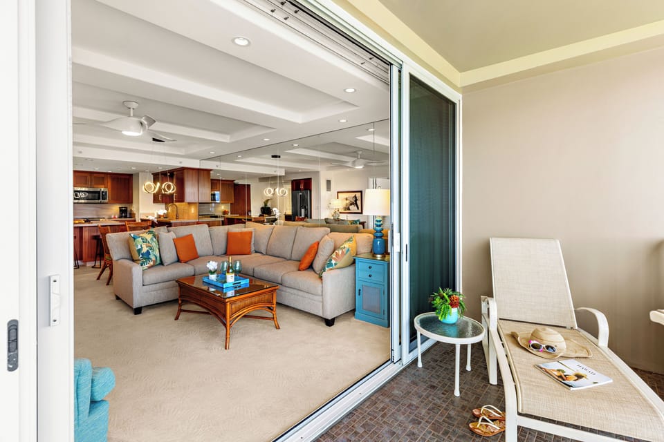 Spacious living area featuring a comfortable pull-out sofa sleeper