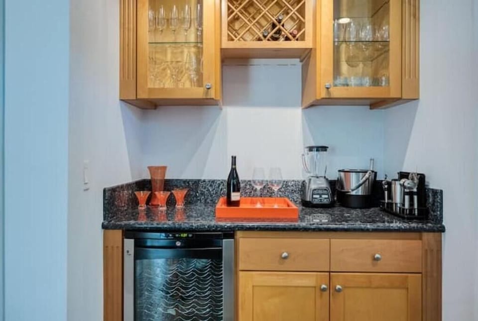 Dry bar with wine fridge