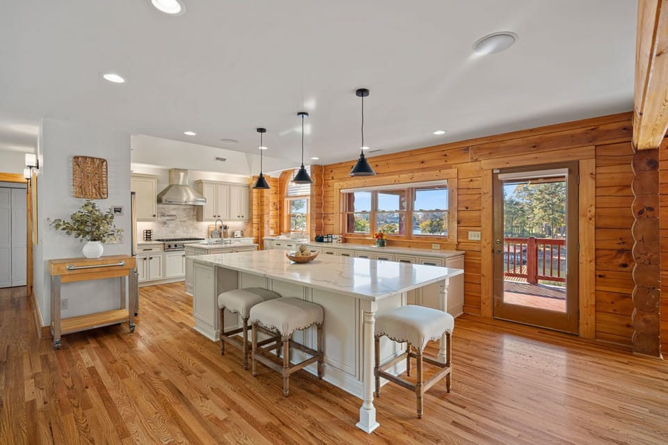 Modern updated kitchen with two islands.