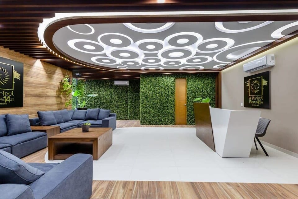 Stylish lobby with comfortable lounge seating