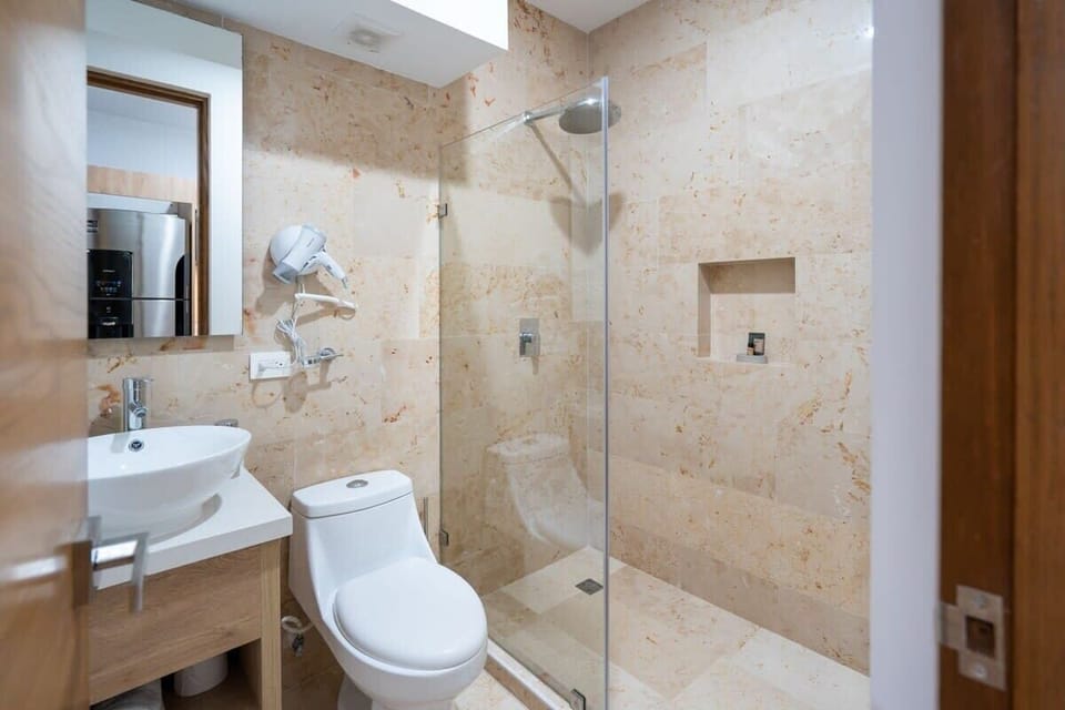 Modern full bathroom with walk-in shower