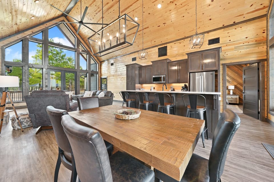 Dining table seats 6.