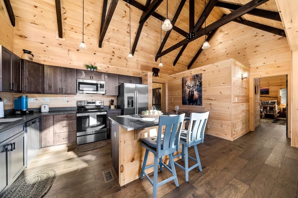 Open-concept kitchen with island seating