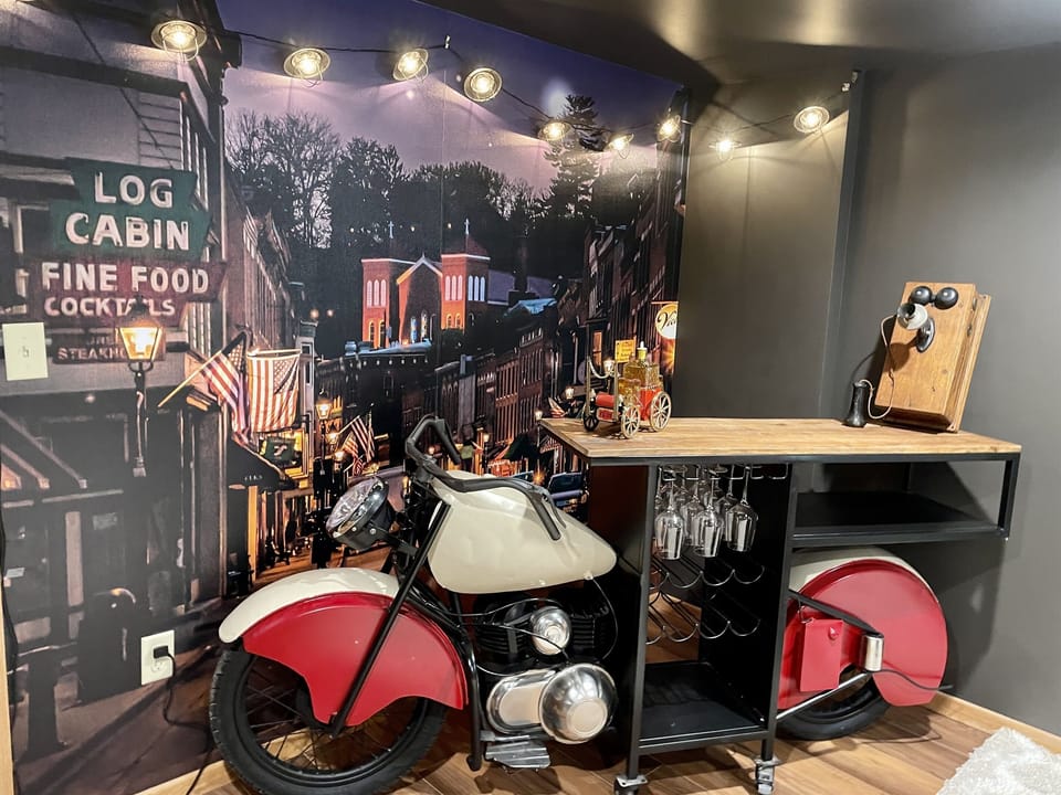 Motorcycle bar in the "Secret" room