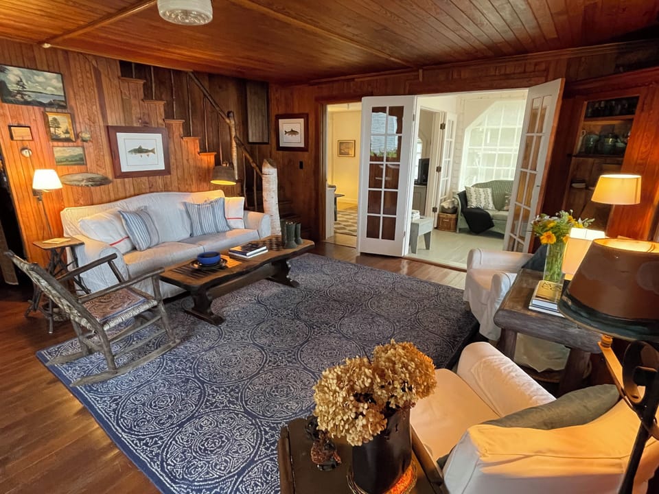 Wood paneled living room