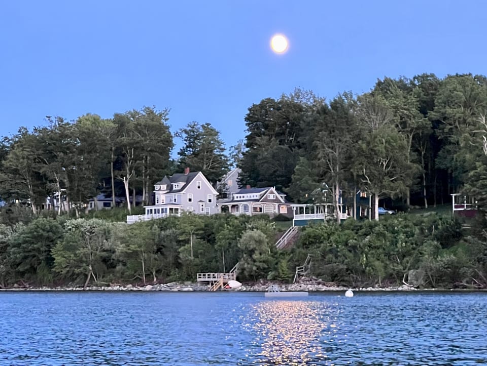 View from the sea at moonrise