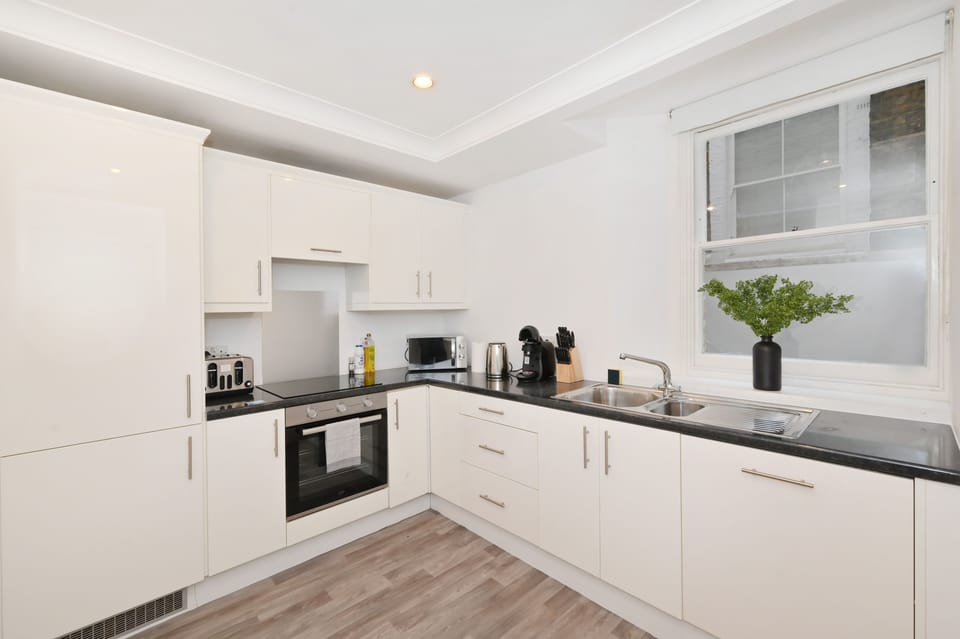 Superior Apartment | Private kitchen | Full-size fridge, microwave, oven, stovetop