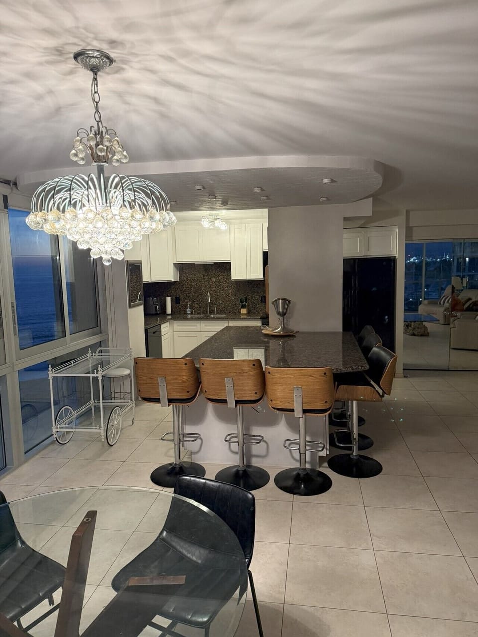 Dining area and kitchen - night