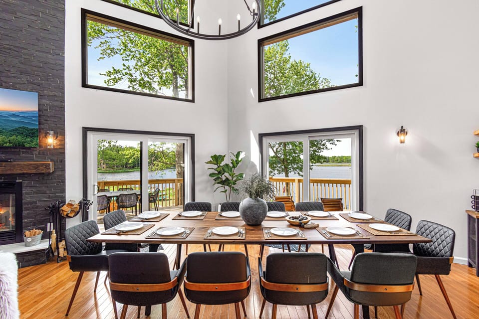Dining room table seats 12 plus 4 more at the neighboring counter top!