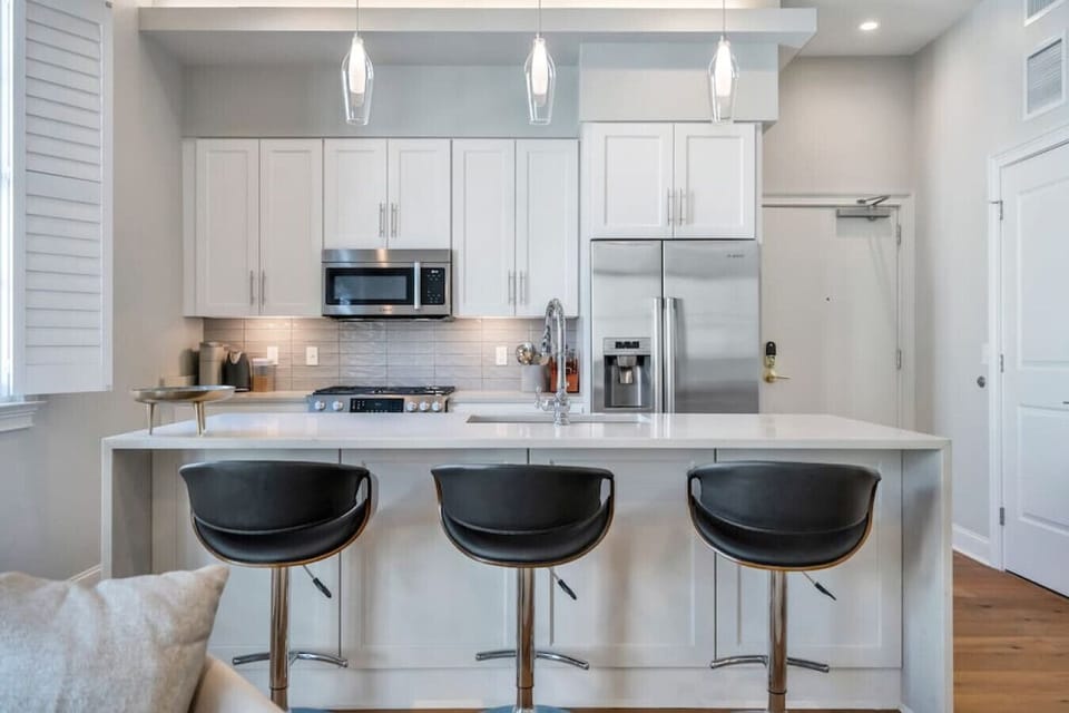 Updated kitchen with stainless steel appliances