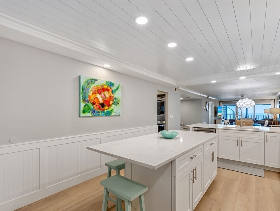 Kitchen with ample seating at island