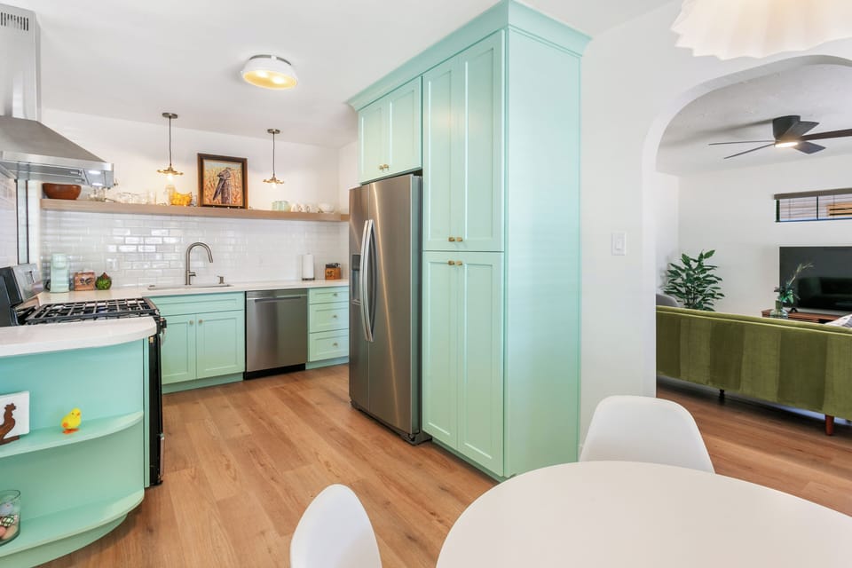 New Remodeled kitchen with vintage style and new cabinets & appliances