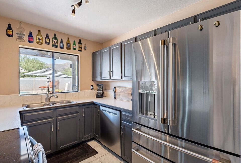 Large stainless steel refrigerator for your extended stays