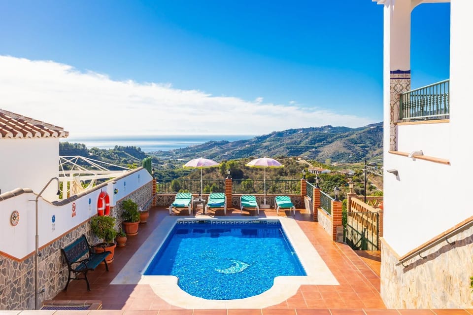 Private pool and terrace with sea views