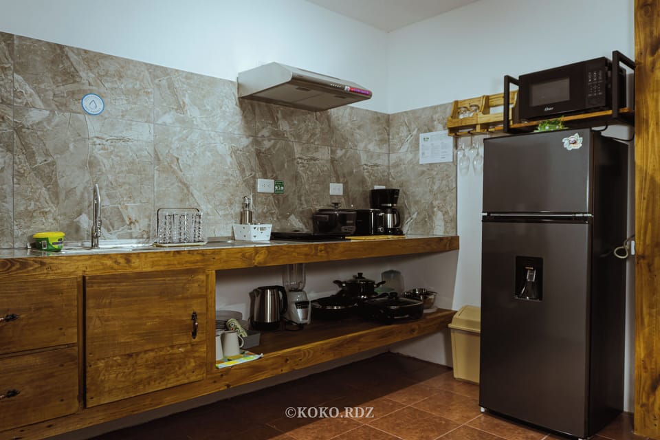Family Apartment, 1 Bedroom, Kitchen, Ground Floor | Private kitchen | Shared fridge, microwave