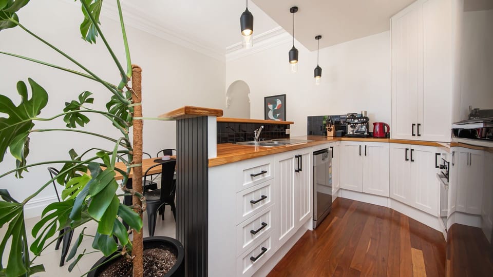 Kitchen with coffee machine 