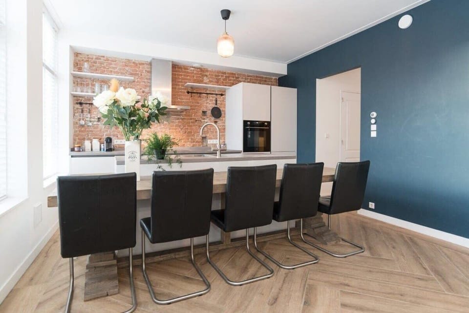 View of kitchen and dining area