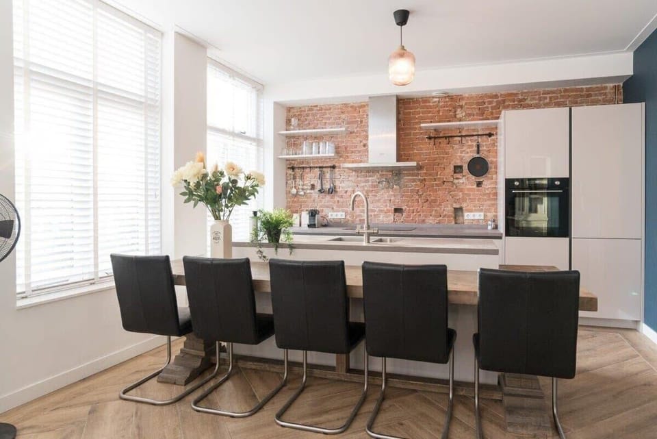View of the kitchen and dining area