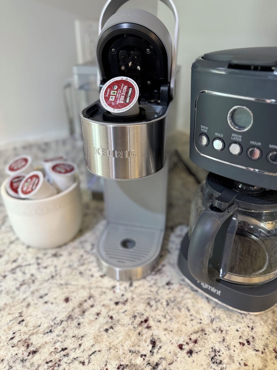 Coffee station with Keurig and drip options to start your mornings right.