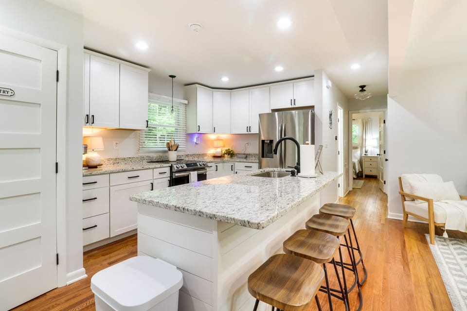 Updated kitchen with island seating for four