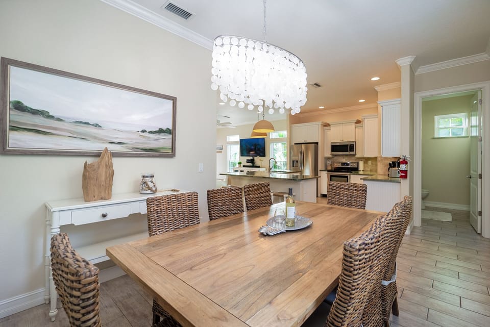 This table that seats 8 will be perfect for family dinners or game night!