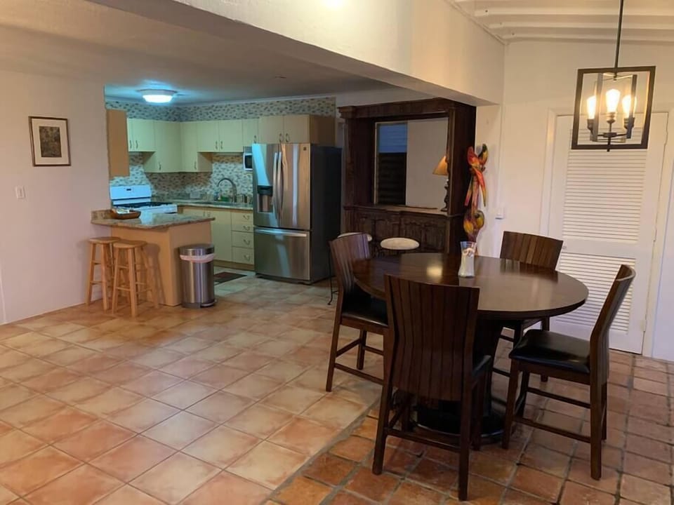 Full Kitchen, Bar, and Dining Space