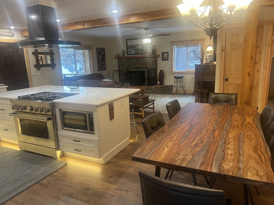 Kitchen view from back deck French doors