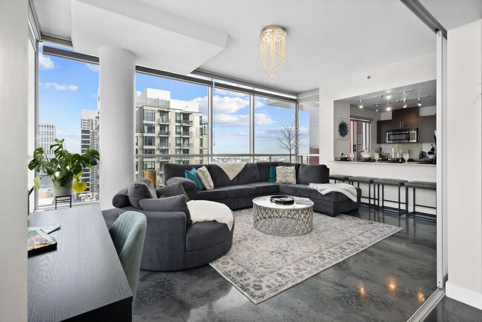 Spacious and comfortable living room.