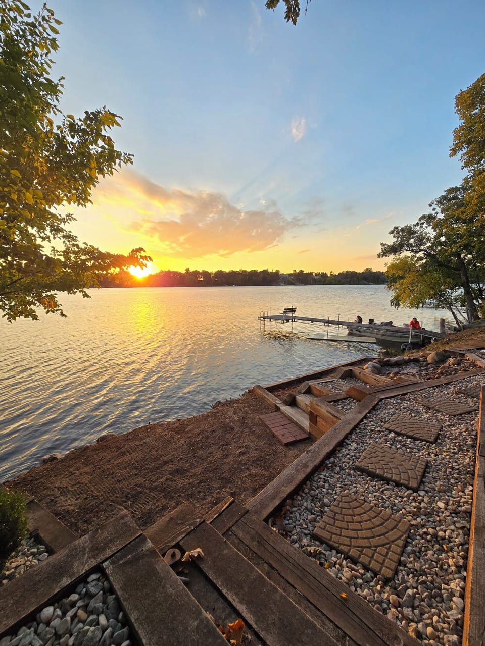 Private dock and fire pit sitting area off the water!