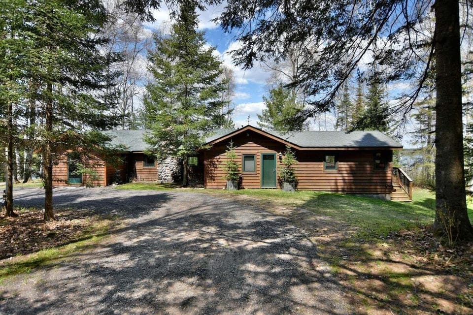 Log cabin nestled in the forest between Lake Namakagon and Clam Lake Wisconsin