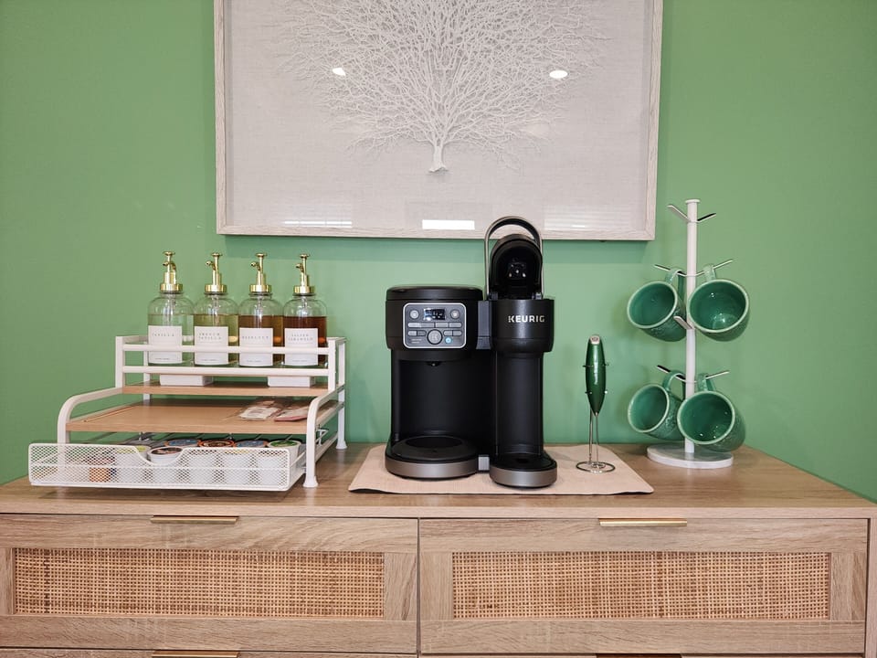 Enjoy the little luxuries! Second coffee bar upstairs in master suite.