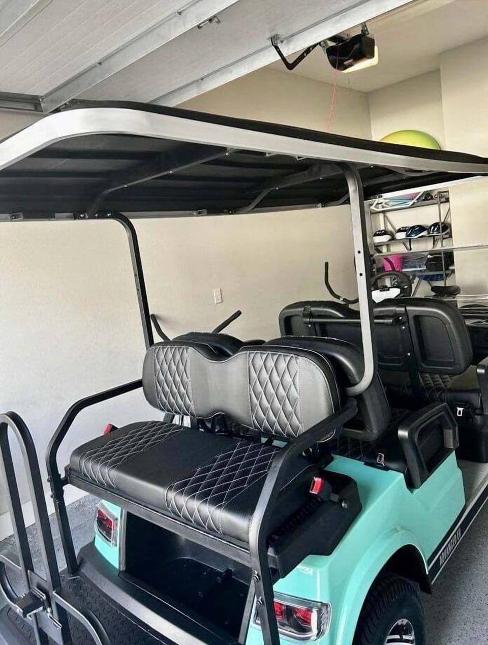 A secondary golf cart for easy transportation.