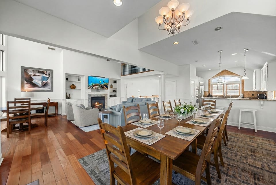 Seamless Flow from Dining to Living — Designed for Large Group Gatherings | Angler's Retreat Oceanfront Estate, OBX