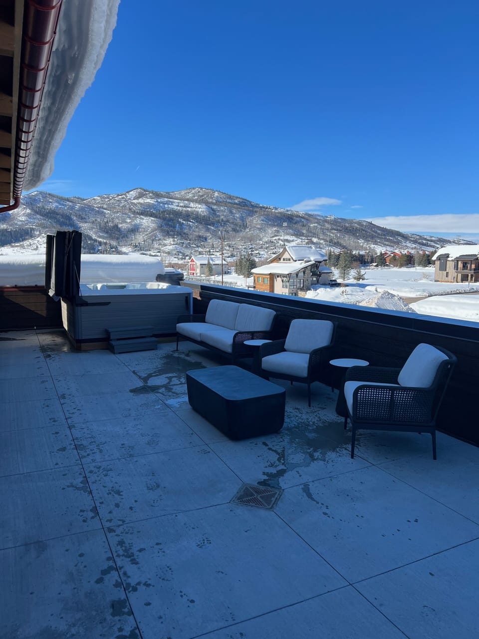 Stunning views from the hot tub - Emerald Mountain and the ski mountain