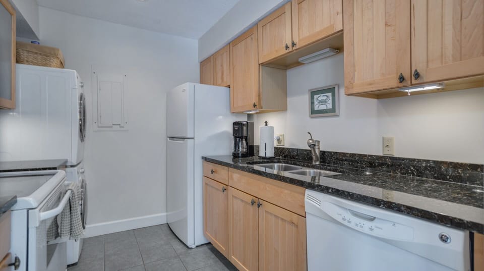 Bright, efficient galley kitchen designed for easy vacation living.