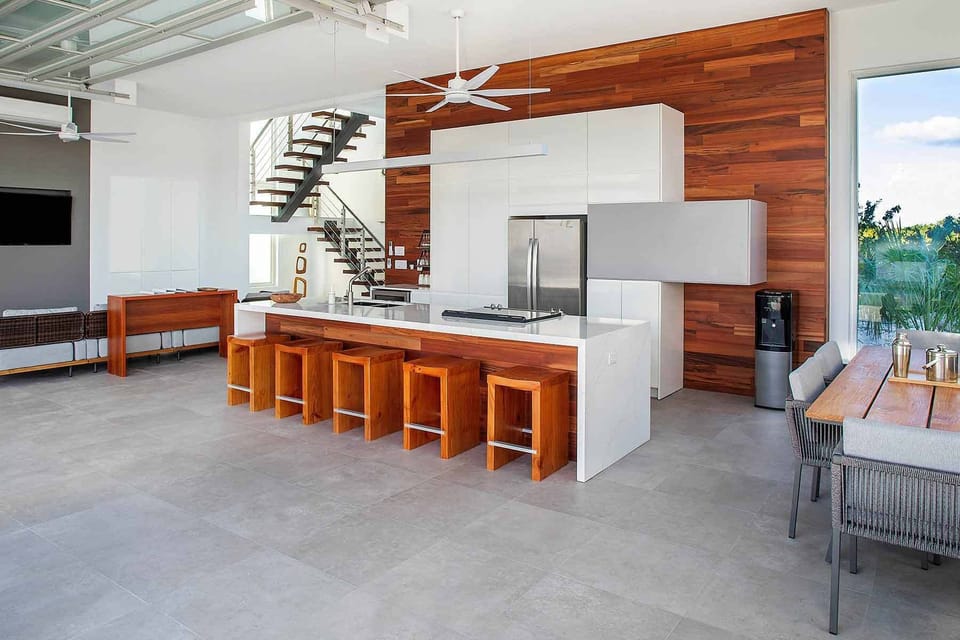 Villa | Private kitchen | Full-size fridge, microwave, oven, dishwasher