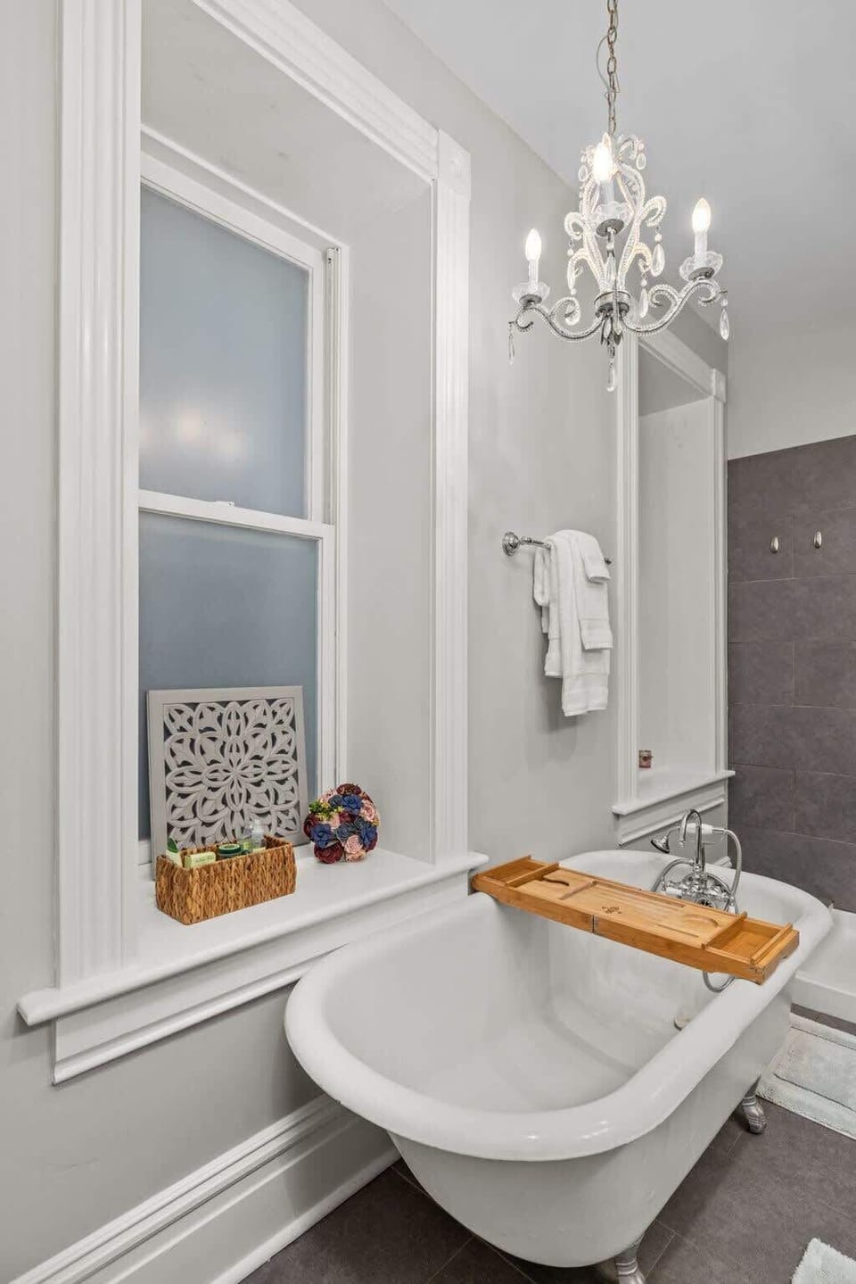Ensuite Bathroom with walk in shower and separate tub