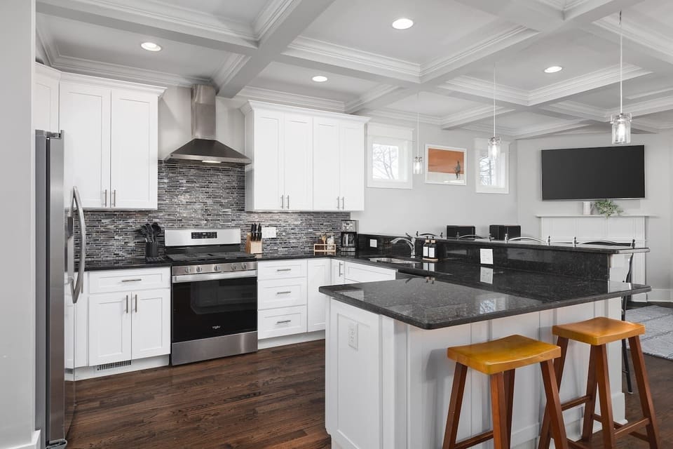 Our kitchen has all the utensils and appliances you might need to cook a nice meal during your stay.