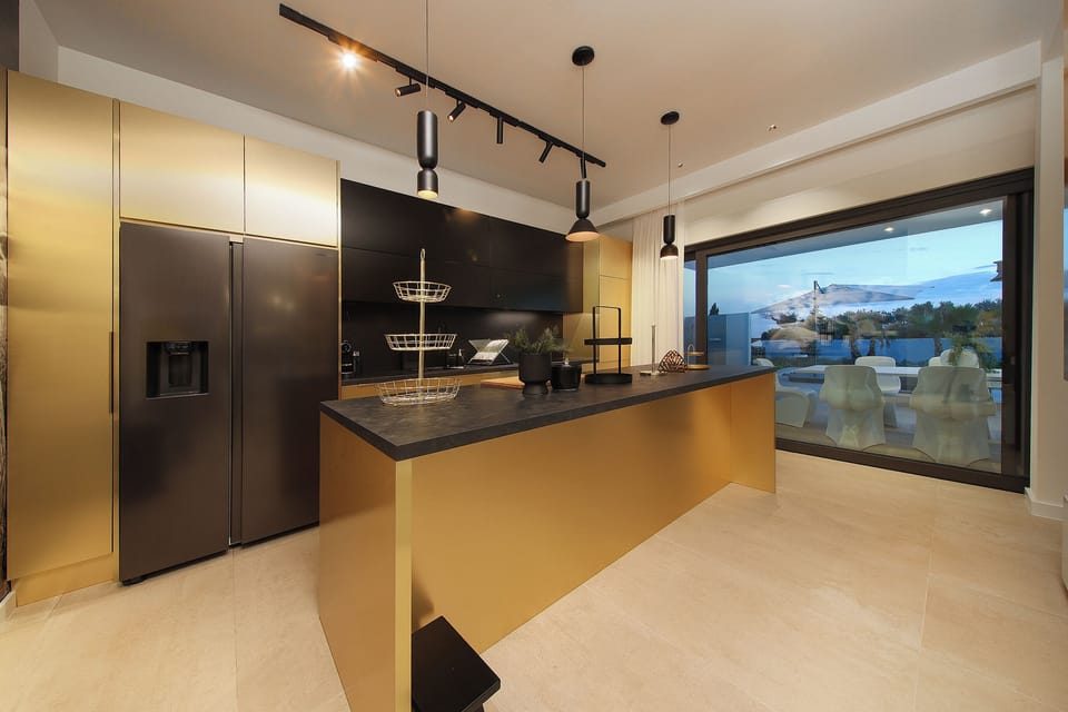 Luxury Villa, 5 Bedrooms, Private Pool, Sea View | Private kitchen | Full-size fridge, microwave, oven, stovetop
