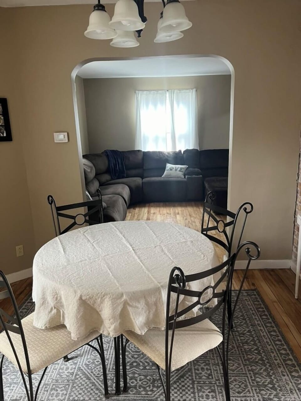View of dining room into living room