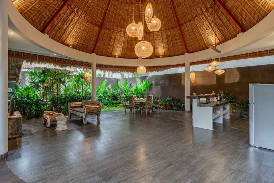 Luxury Villa | Private kitchen | Full-size fridge, microwave, oven, stovetop