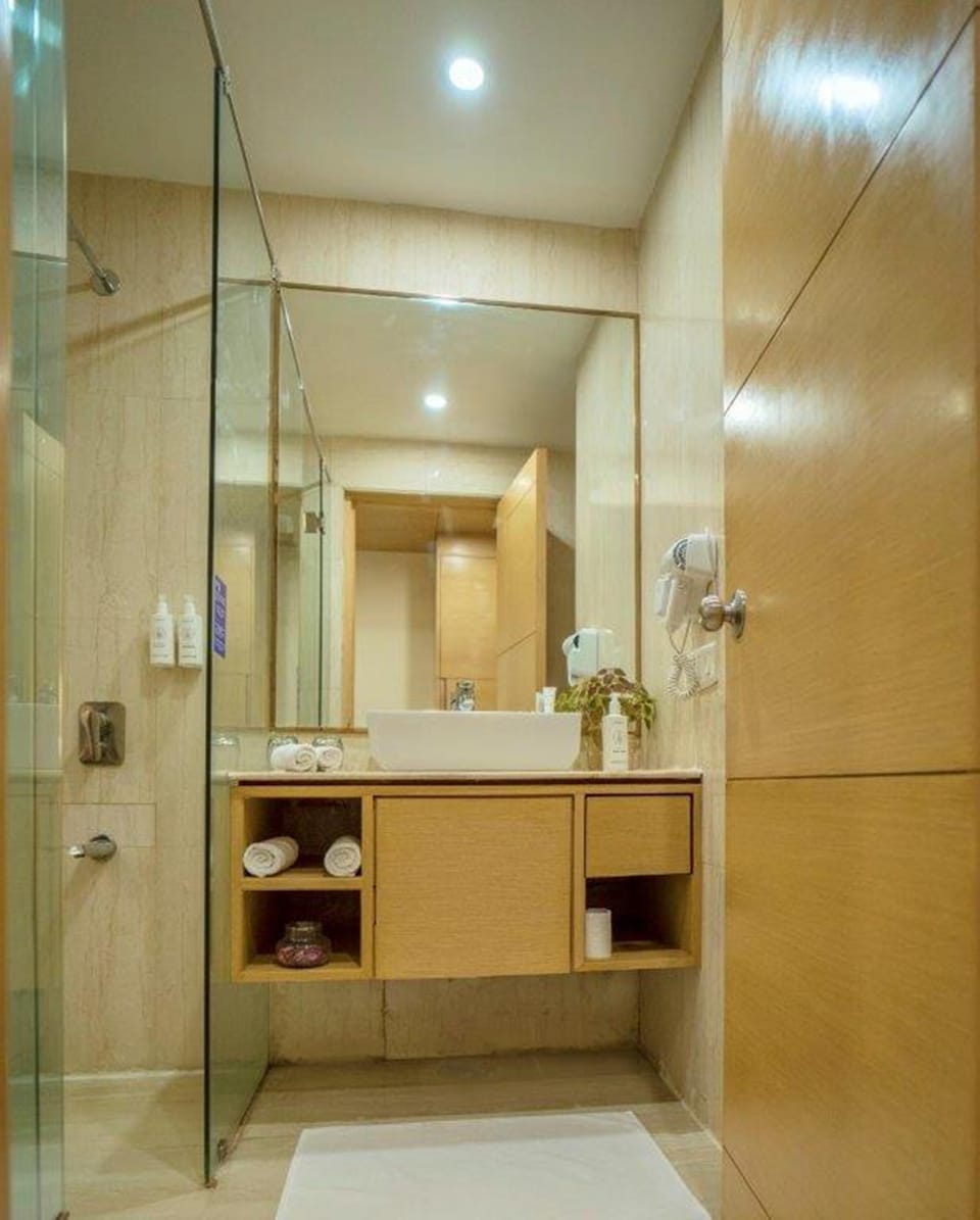 Standard Double Room | Bathroom | Shower, rainfall showerhead, free toiletries, hair dryer