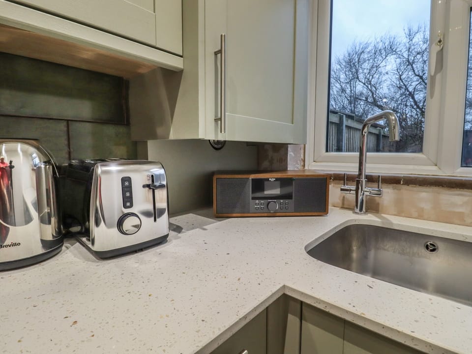 Fridge, dishwasher, electric kettle, toaster