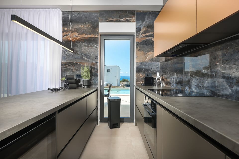 Luxury Villa, 4 Bedrooms, Private Pool, Sea View | Private kitchen | Fridge, microwave, oven, stovetop