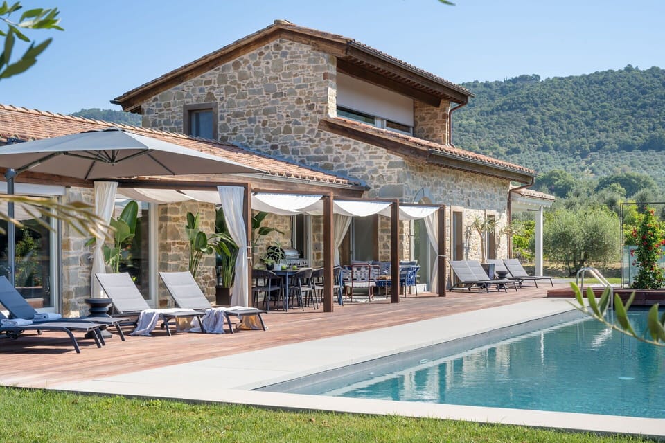 Garden and swimming pool view